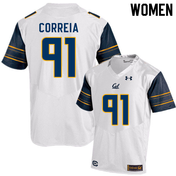 Women #91 Ricky Correia Cal Bears College Football Jerseys Sale-White - Click Image to Close